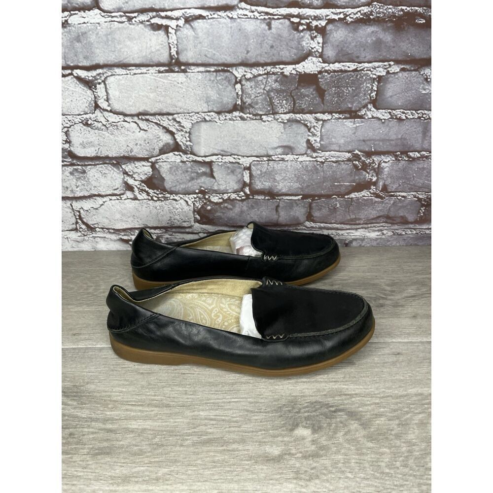 OluKai Kiele Black Leather Loafer Convertible Slip On Flats Shoes Women 9M US/39